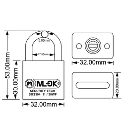 MOK W101 high security lock brass padlock master key system rectangular padlock chrome plated finished