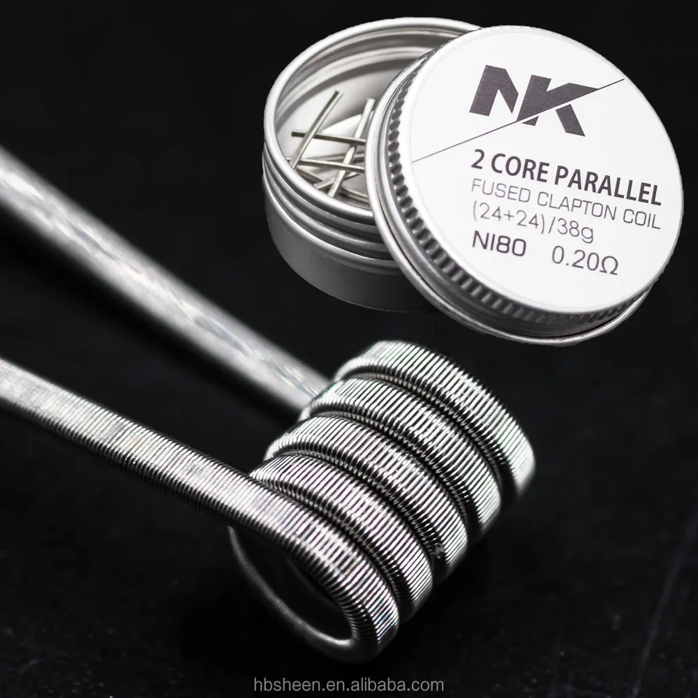 NK wholesale prebuilt coil Ni80 dual fused clapton 24ga parallel clapton for RDA ecig