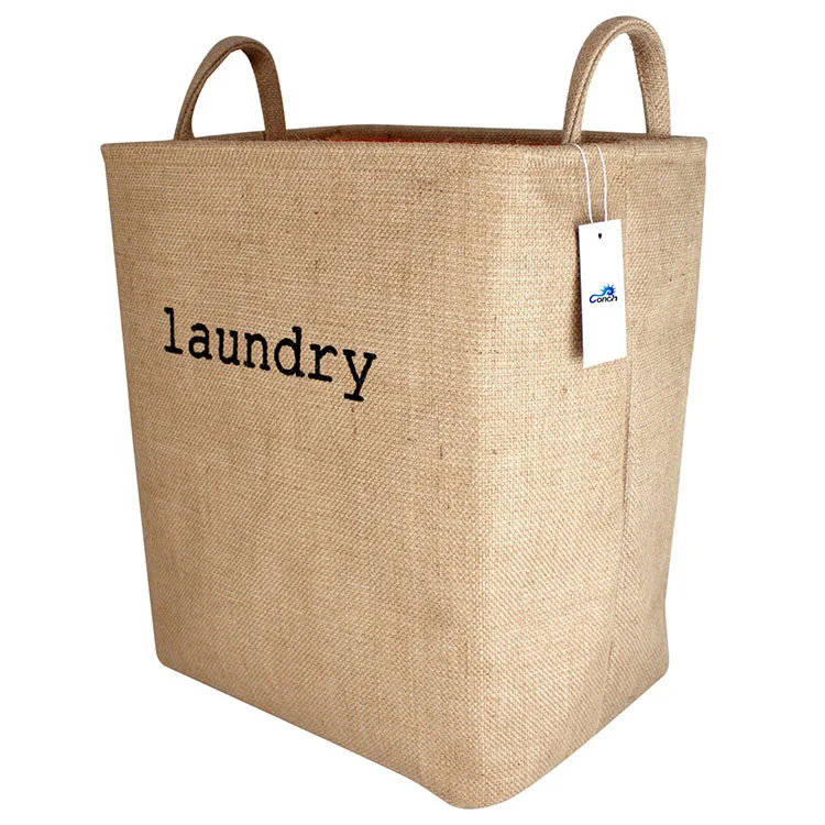 Custom Oem Fabric Folding Bathroom Laundry Basket 100% Cotton Liner With Handle Big Laundry Sorter