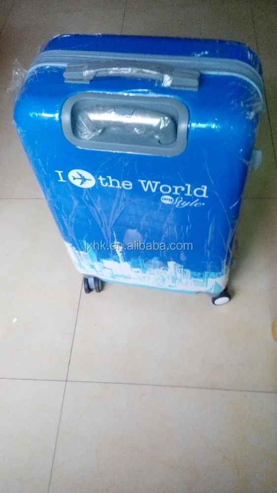 Newest fashion suitcase polycarbonate printing film smart luggage promotion gift travel bags