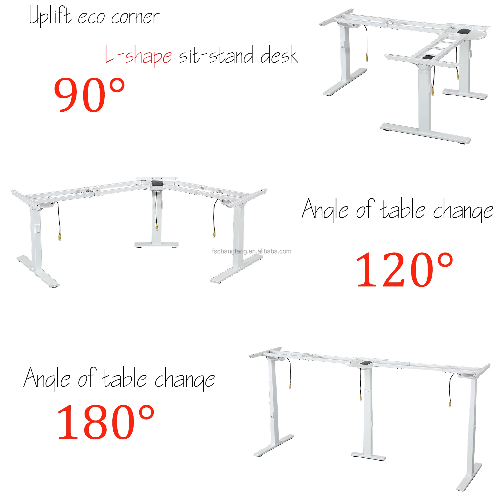 Office motorized auto table legs height adjustable triple motor L shape computer desk office sit to stand table