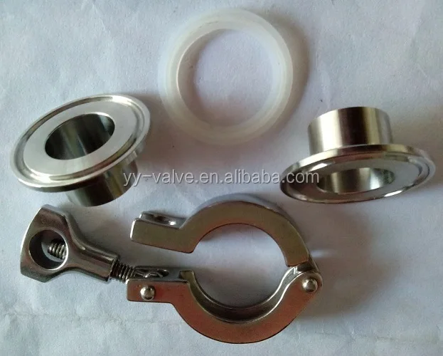 sanitary stainless steel SS304  SS316L  3A/SMS/DIN/ISO standard tri clamp union( 1 heavy duty clamp+2 ferrules+1 gasket)