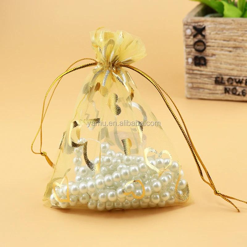 Customized colorful Drawstring jewelry gift Cheap organza gift bag