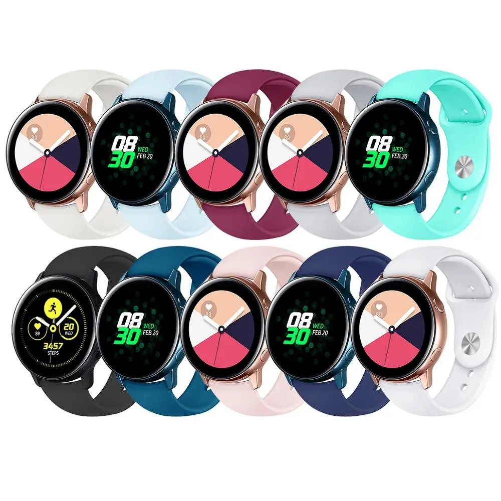 Tschick Band Strap For Samsung Galaxy Watch Active, Silicone WatchBand Strap Wrist Metal Bumper Bracelet Accessories Replacement