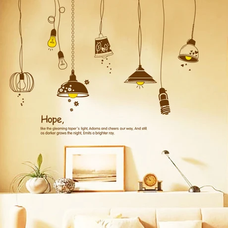 Cartoon Kids Bedroom Hope Lights Vintage Style Removable Pvc 3d Wall Sticker