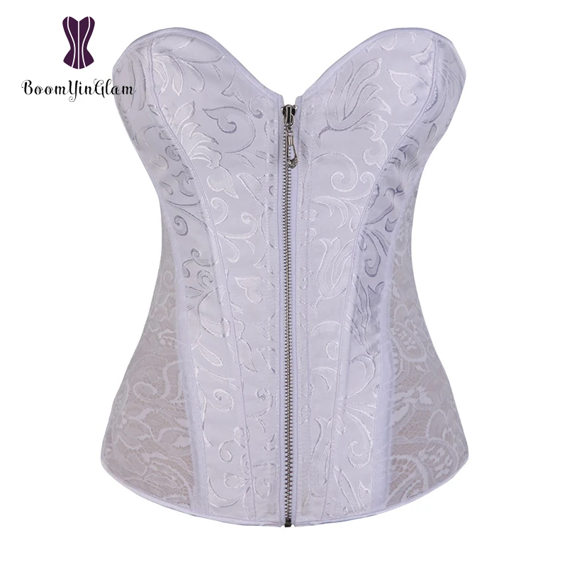 China Manuafactuer Zipper Corset Lace Corpete Espartilho Steel Boning Korset Overbust