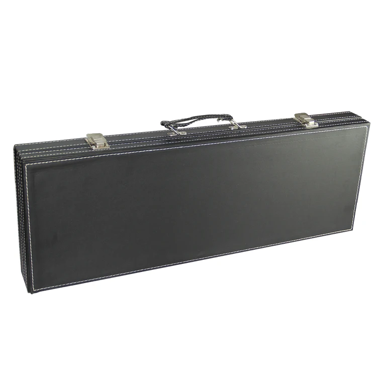 Standard portable black PU leather briefcase poker chip case