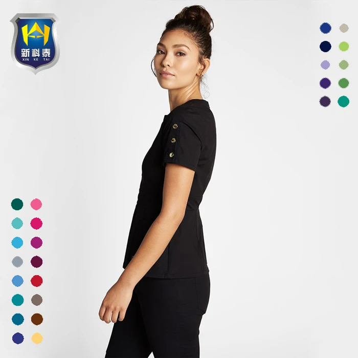 Fantastic Fit Stylish Practical Cut Nail Salon SPA Scrub Top Uniform