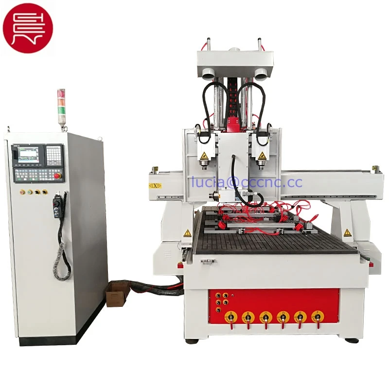 Furniture three heads simple CNC machine with automatic tool change