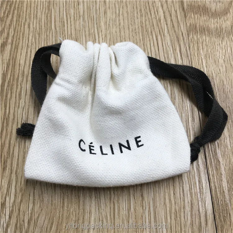 Custom White Small Jewelry Linen Pouch Bag With Printing