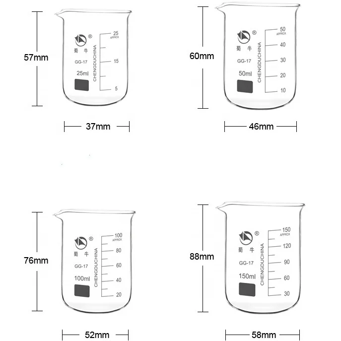 
Transparent Calibration Glass Beaker for High Quality Heat Resistant Laboratory 
