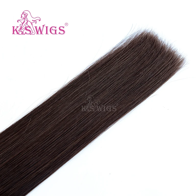 
K.S WIGS Tape In Human Hair Extens Dark Brown 24 Inch German Brown Hair Tape Double Drawn Russian Hair Tape Extens 