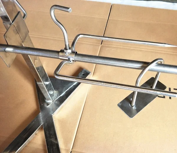 Adjustable heavy duty bbq camping lamb pig roaster tripod rotisserie spit with stands