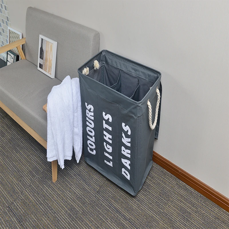 3 compartments Thin Dirty Home Corner Handy Laundry Hamper Basket On Wheels