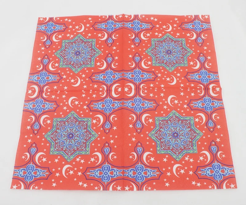 Ramadan Kareem Paper Napkin With Moon Lamp Print Islamic Month For Muslim Eid al-Fitr 33*33cm