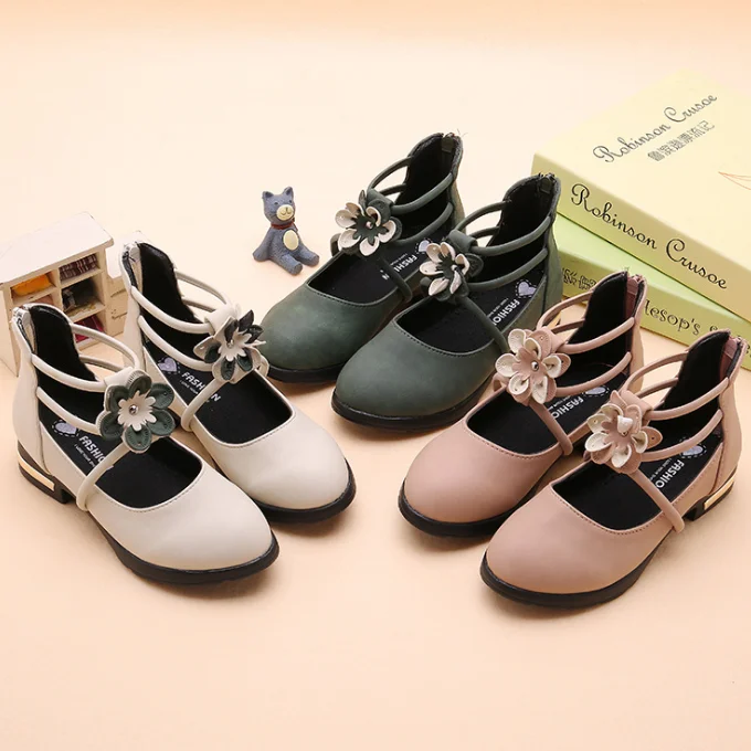 
YY10101S China shoes supplier kids high heel shoes girls dress sweet roman shoes 