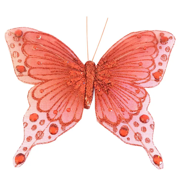 Hand-crafted design glitter butterflies for Christmas ornaments