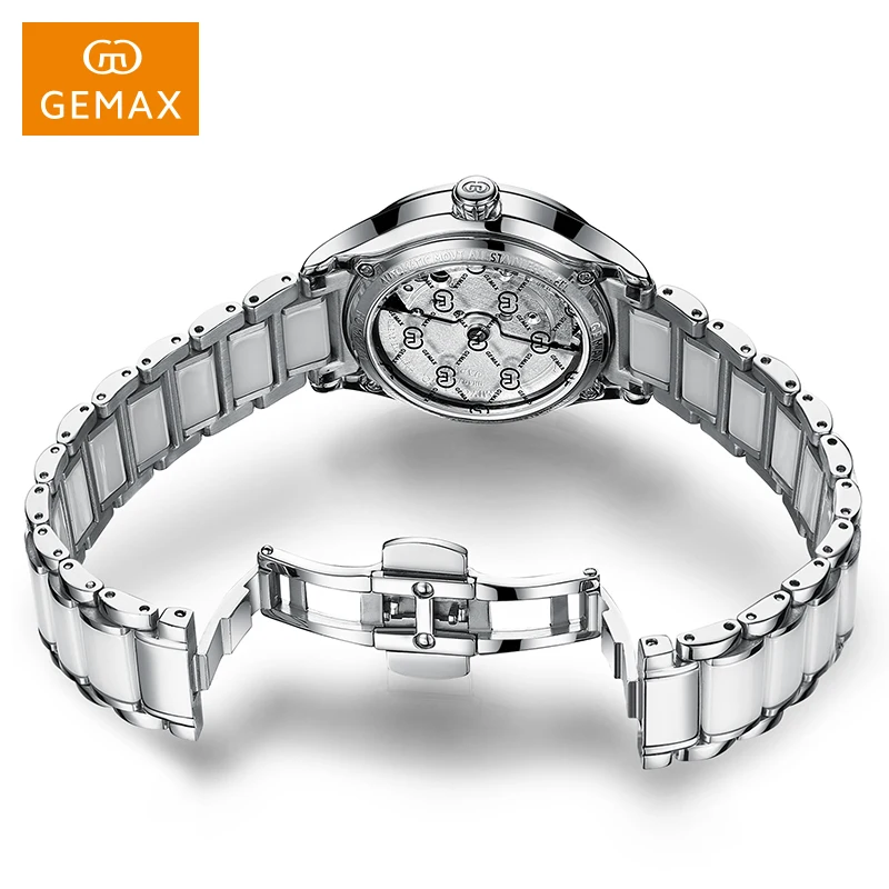 Newest classic lady ceramic automatic watch women mechanical diamond wristwatch