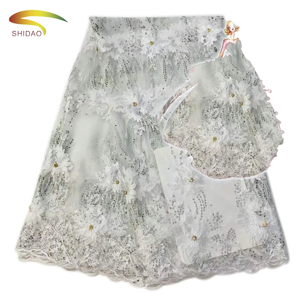 Wedding embroidery voile burgundy dress crystal lace fabric african with stone