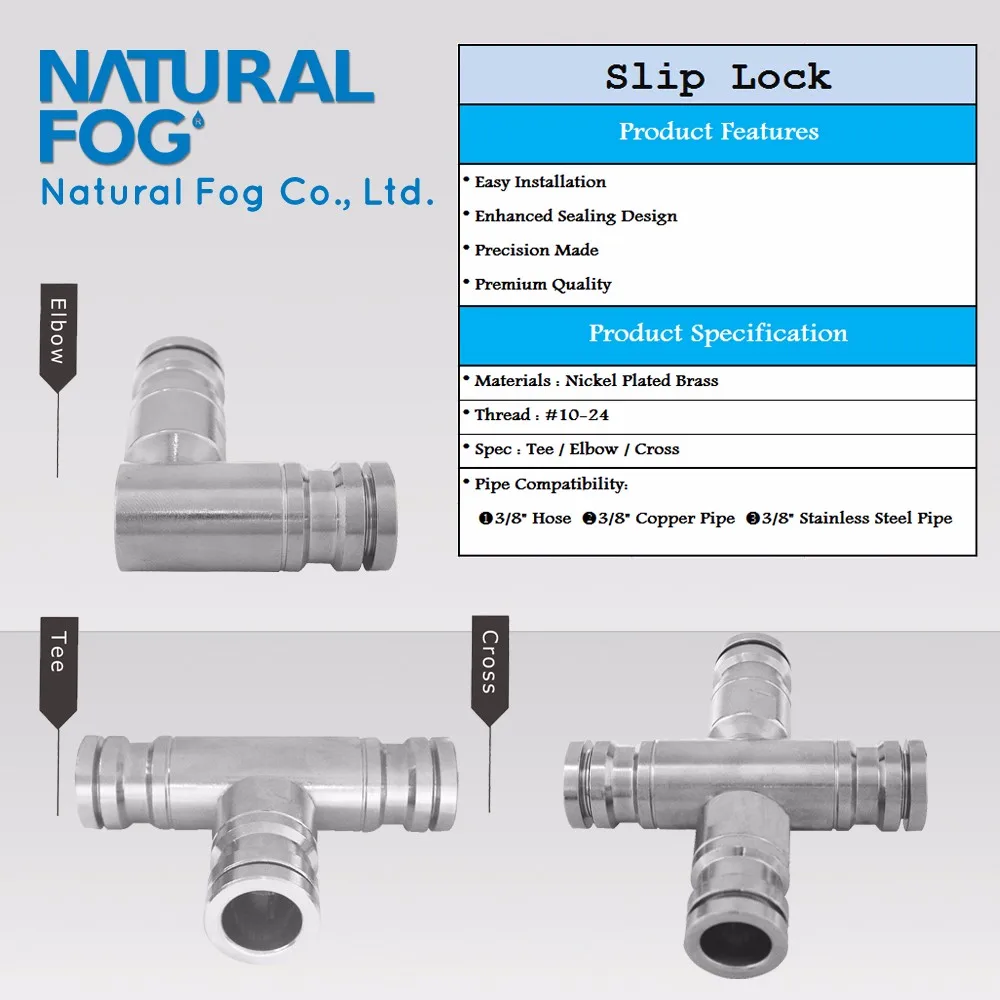 Taiwan Natural Fog 1000 PSI Anti Leaking Mist System Slip Lock Elbow Connector