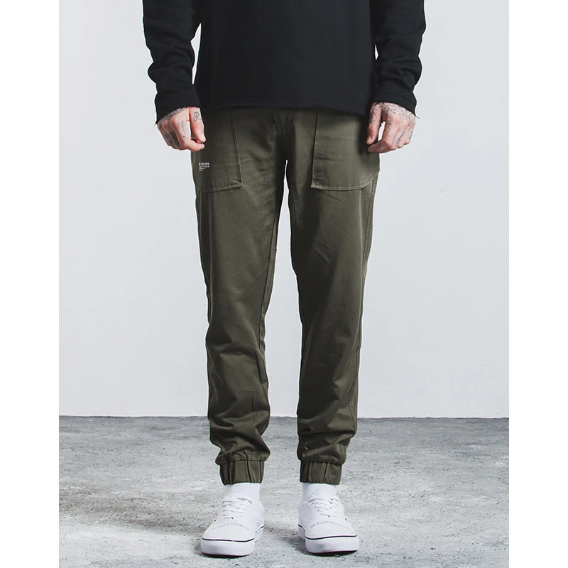 
OEM Clothing Jogger Pants Men Cotton Spandex Twill with Elastic Leg Opening 