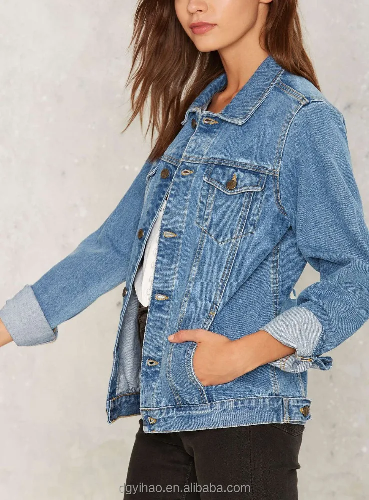 Yihao fashion new autumn wholesale jean jacket women outwear printing denim jacket women