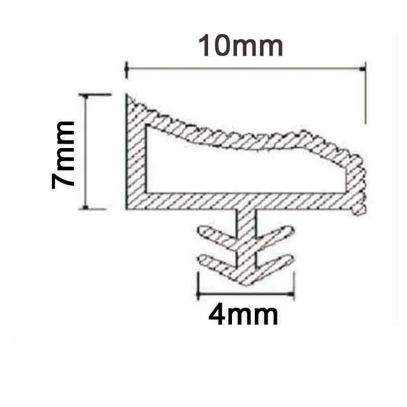 Y013 10x7x4mm Irregular PVC Rubber Sealing Strip Window Frame Wooden Door Groove Sealed TPE Silicone Weatherstrip Tube Wholesale