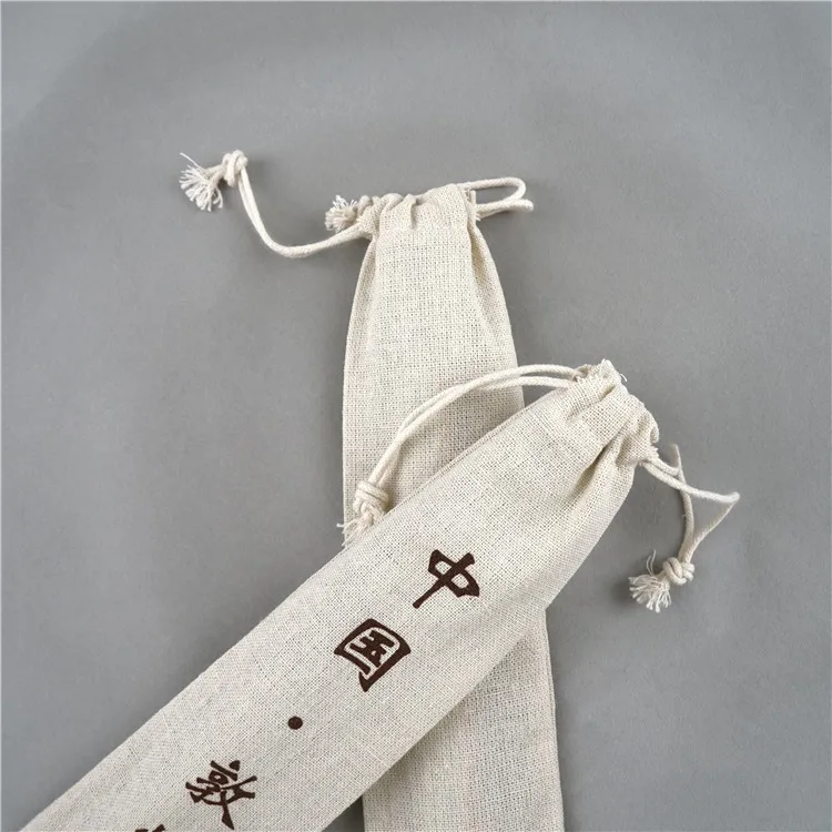 Muslin Pouch for Straws Plain Drawstring Organic Cotton Chopsticks Bag, Cotton Drawstring Linen Recyclable Promotion bag