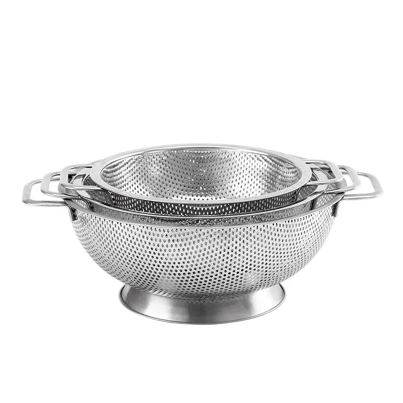 Stainless Steel Deep Footed Strainer Vegetable Basket Fruit Colander Used for Kitchen Sink