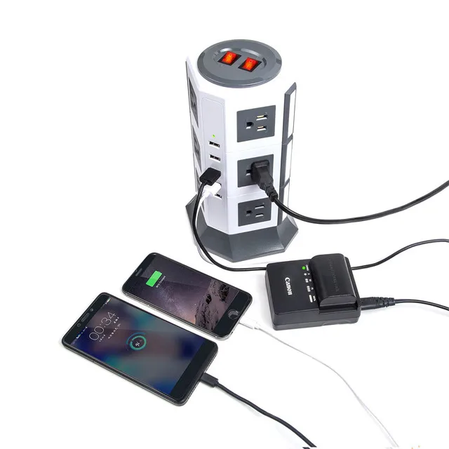 Travel Universal Power Strip 12 Outlet Surge Protector Smart with 5 USB Power Socket