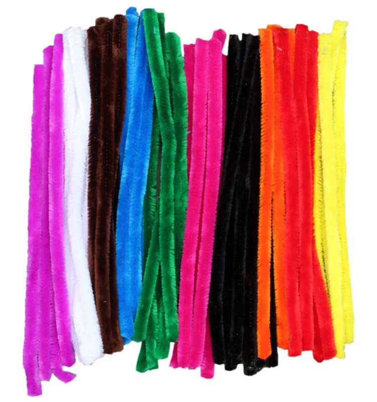 Wholesale colourful chenille stem 12 Colors 30cmX6mm Tinsel Chenille Stem Pipe Cleaners