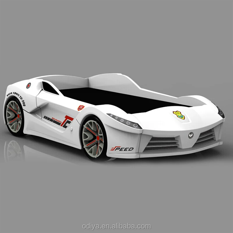 Экологичная детская двухъярусная кровать с гоночной машиной