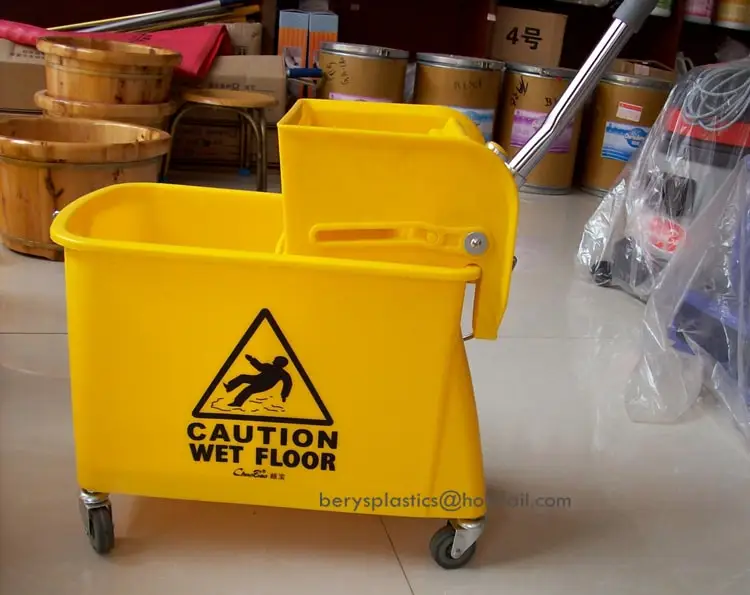 20L Quart Plastic Wringer Trolley Mop Bucket with Wheels