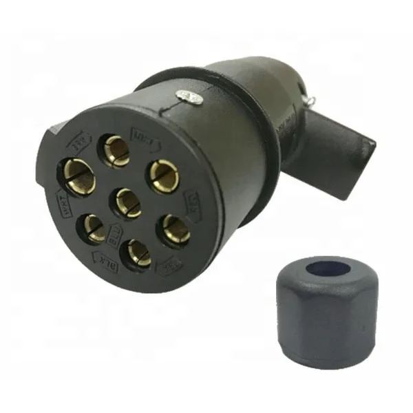 Chinese factory CE ROHS 7 Pin 24V/12v PVC plastic plug N style screw nut best quality trailer plug connector