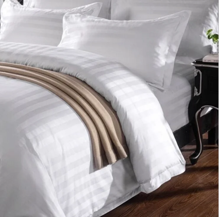 Hotel polycotton fabric satin striped 1cm 3cm fabric roll