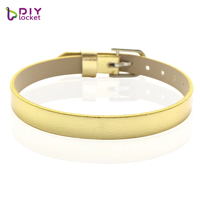8mm PU Leather Slide Letter Charm Wristband Wrist Strap Bracelet for DIY Bracelet Making Accessories