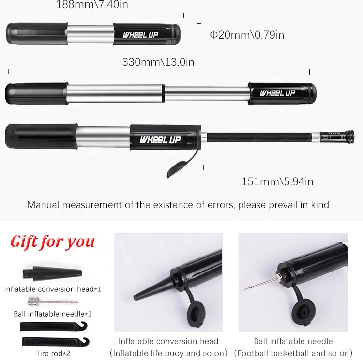 WHEEL UP Wholesale 100 PSI Bicycle Air Pump Mini Hand Inflatable Supplies Pump Portable Bike Pump Hose