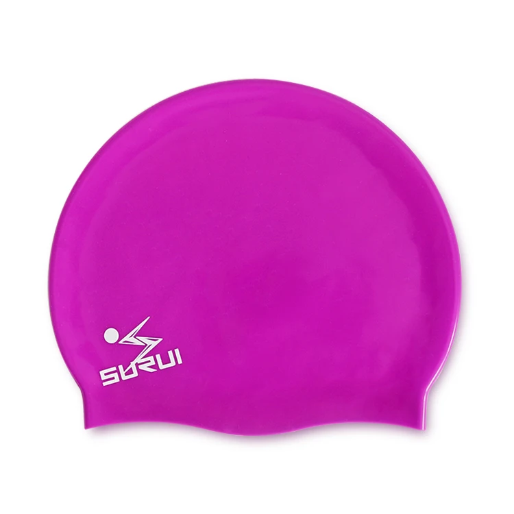 Cover Ears 100% Silicone Inexpensive Waterproof Colorful Swim Cap For Unisex Adult