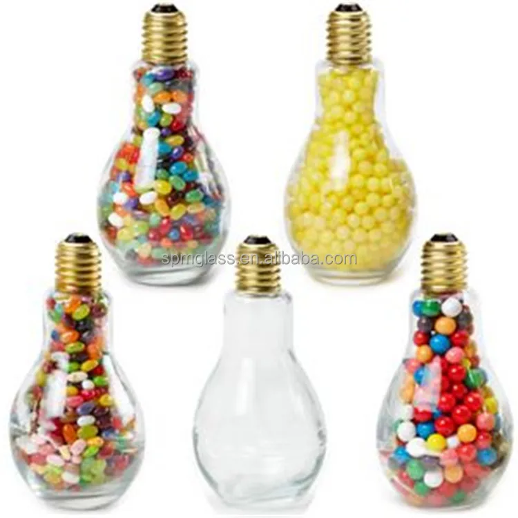 glass light bulb shape candy jar with lid