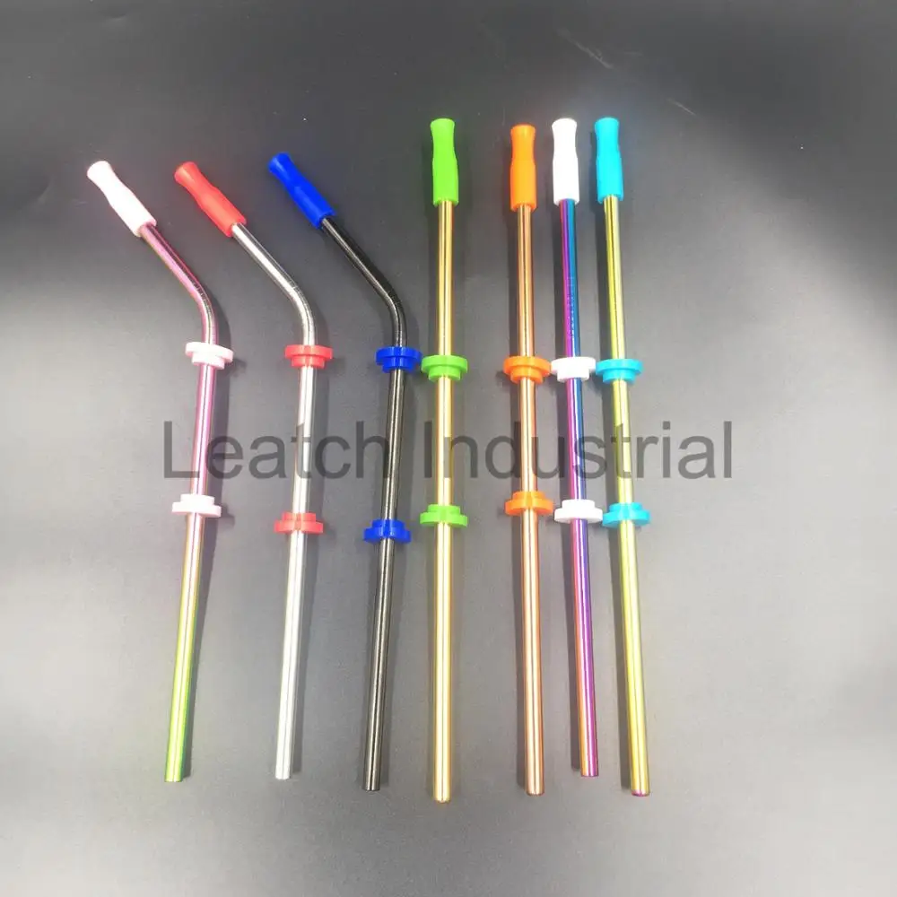 Leatchliving Stainless steel drinking metal straws with silicone tips and silencers