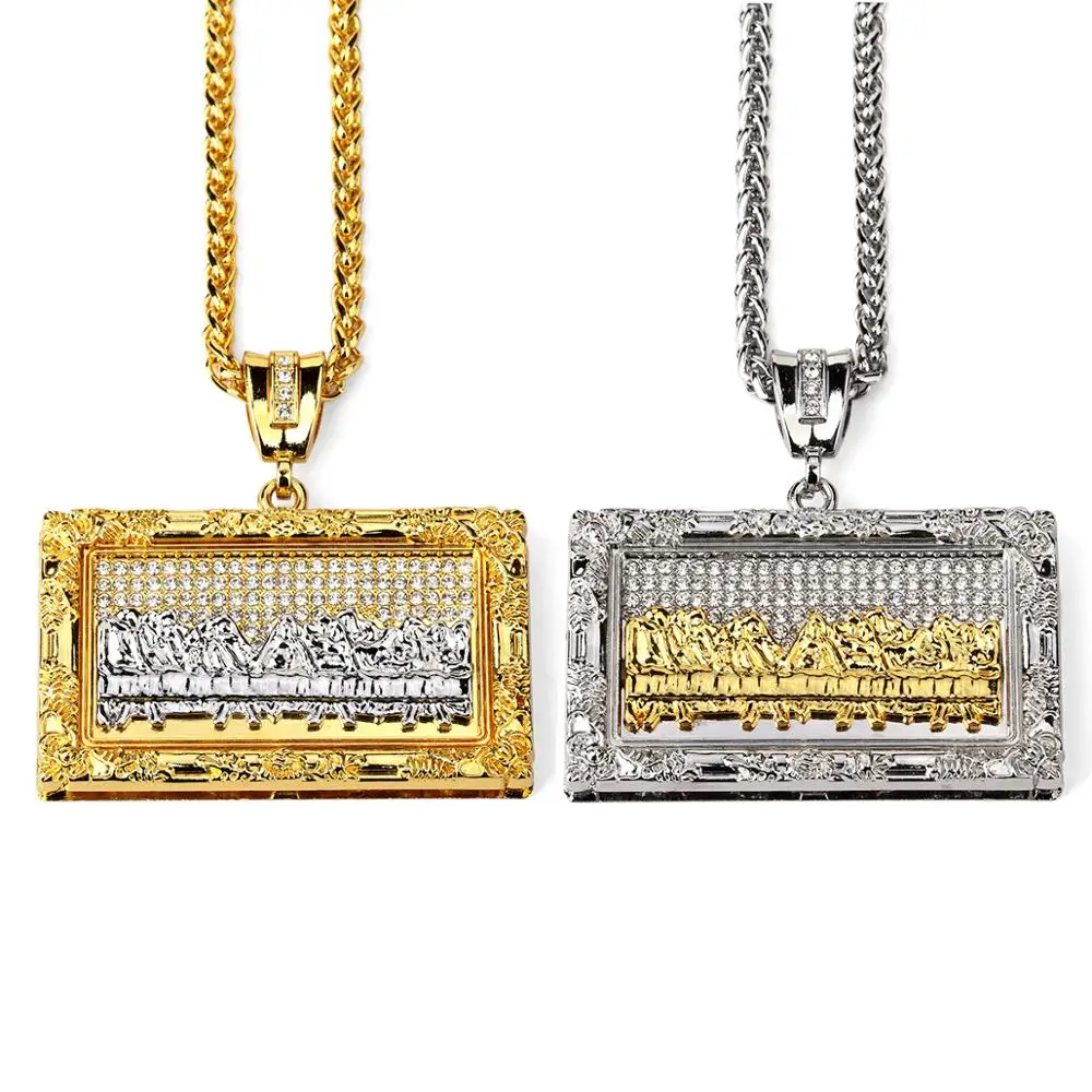 The last supper, Jesus necklace pendant, high quality thick 18 k gold plating hip hop jewelry YSS984