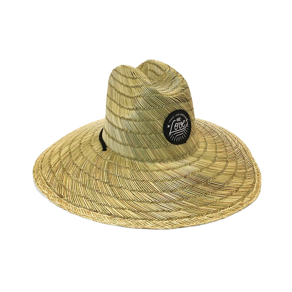 Goldenway unisex summer raffia fishing straw hats life guard uv sun visor straw beach hat for women