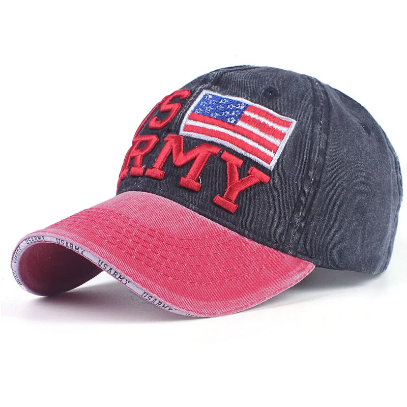 Sandwich Pre-curved Brim Hat 3D Embroidery USA Flag Logo Cotton Baseball Hat