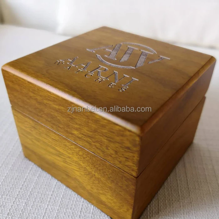 2024 Custom logo luxury walnut watch box black velvet lining wooden watch boxes