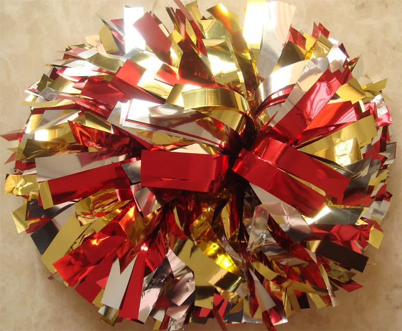 6 дюймов три цвета; Смешанные cheerlrading металлик pom poms мяч