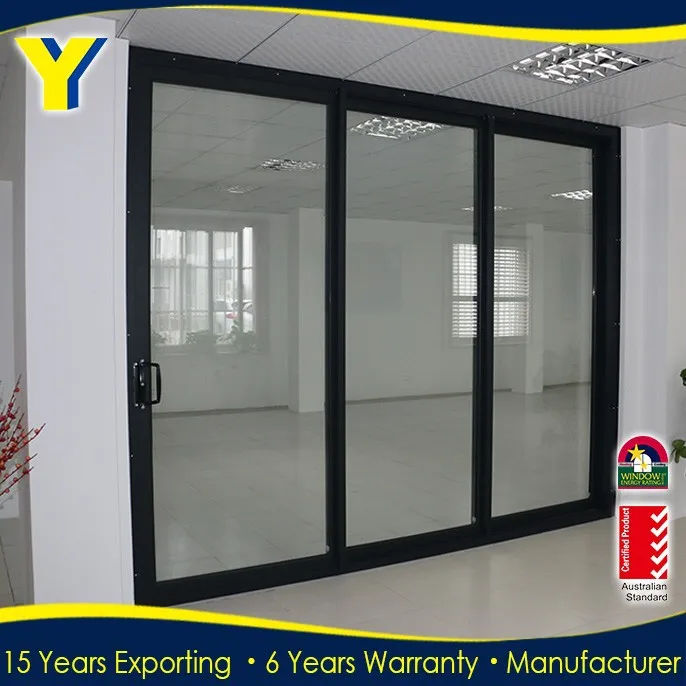 industrial window door double glass sliding door/Three Panel Sliding Glass Door