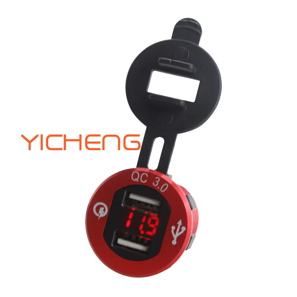 Адаптер питания для мотоцикла автобуса лодки автомобиля с двумя USB-разъемами автомобильное зарядное устройство QC3.0