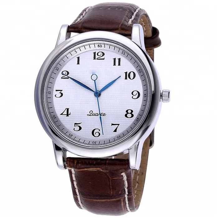 black PU leather arabic number dial ladies Watch Japan Quartz anticlockwise watch
