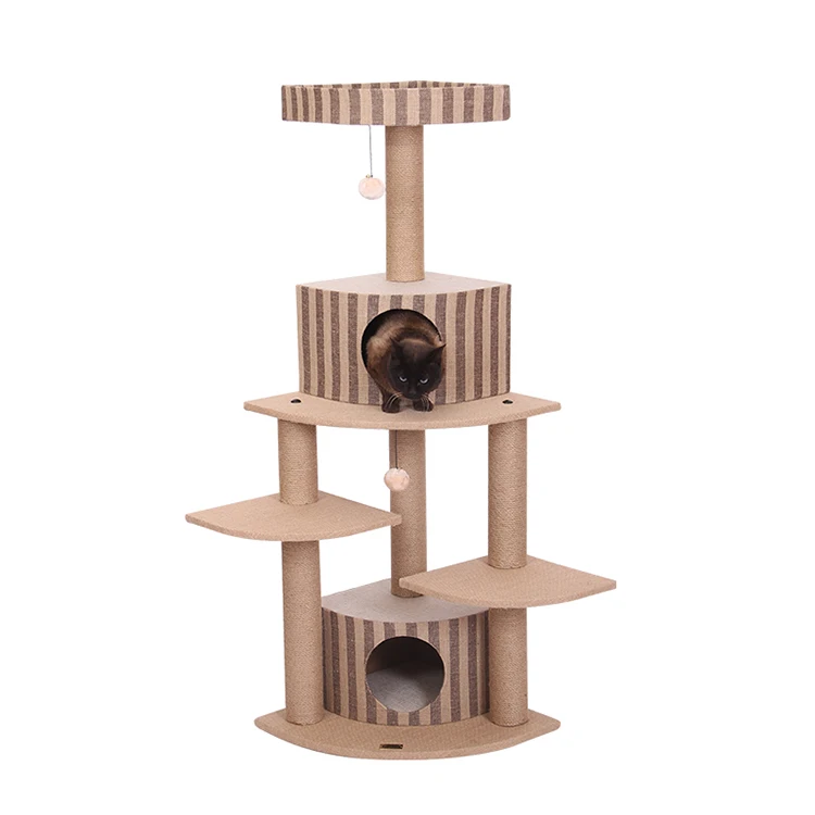 Climbing cat scraper cat condo tree with natural sisal rope