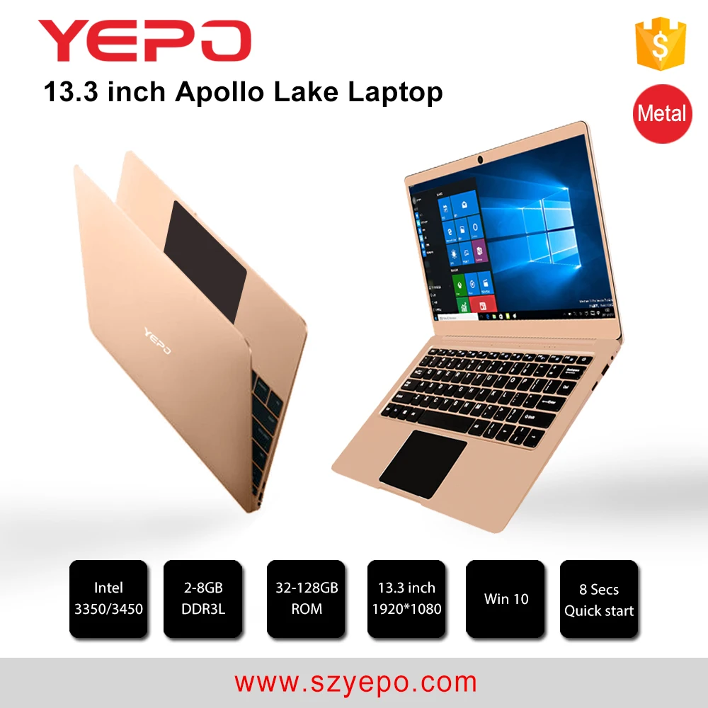 
YEPO 13.3' 737A Notebook Celeron Apollo Lake N3450 6GB RAM 64GB 128GB 256GB Metal Case Laptop 